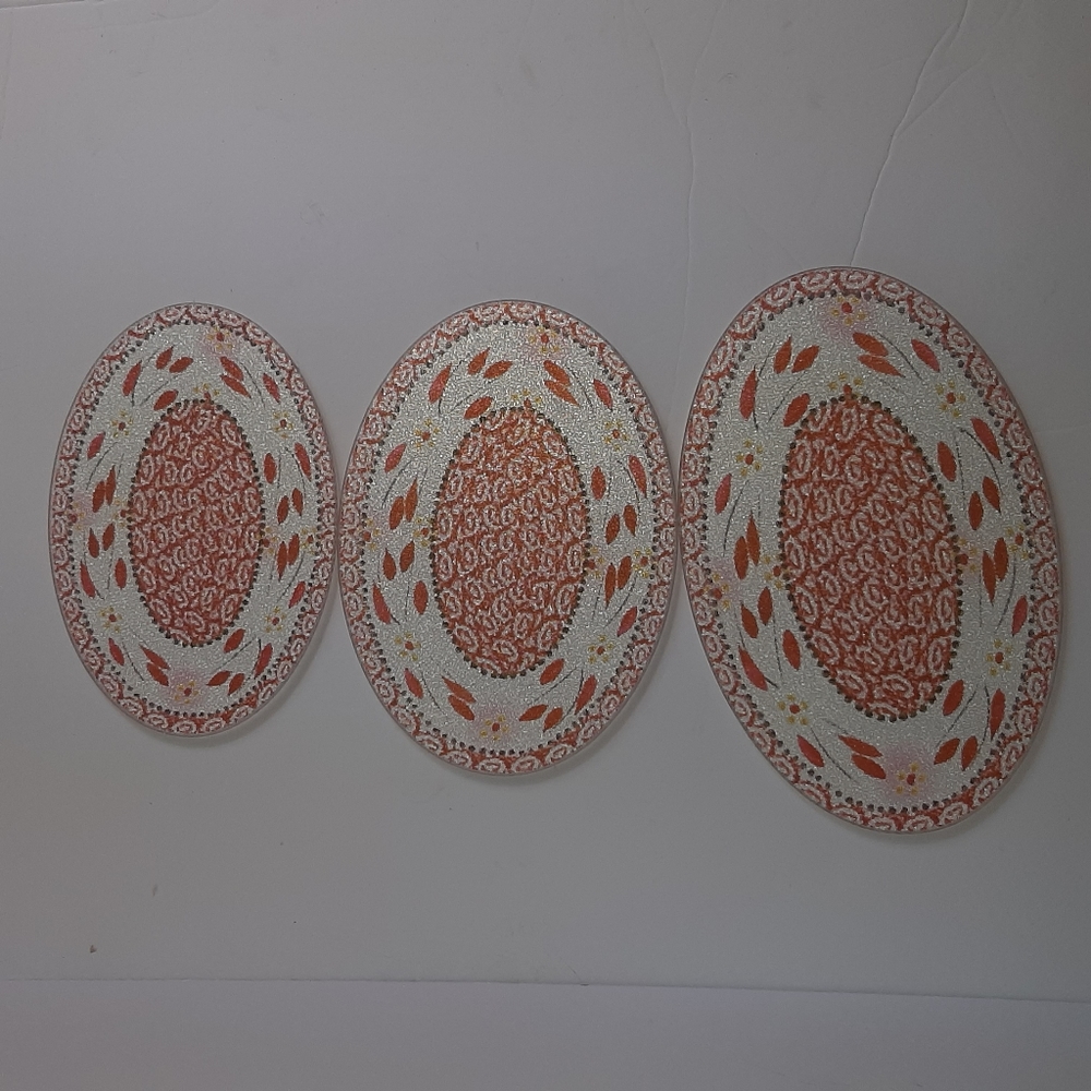 Temptations Orange Old World Glass Hotplate set of 3